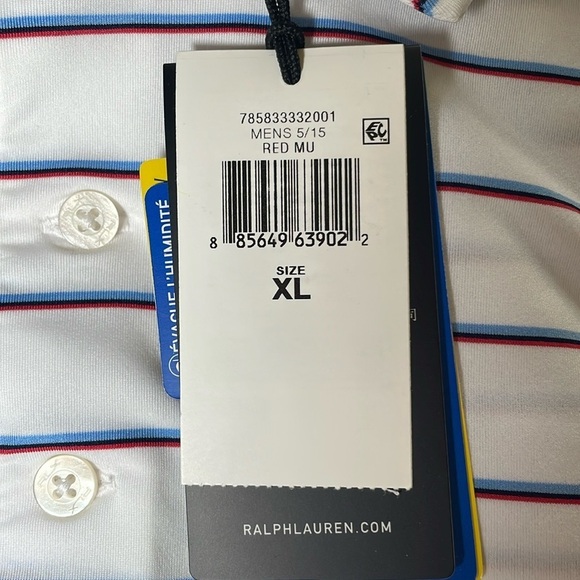 Ralph Lauren RLX white, blue and red stripes classic fit performance polo sz XL - Picture 4 of 8